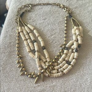 Stella & Dot Cream and Gold Multi-Strand Necklace